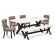 Pemberly Row 6-Piece Wood Dining Table Set in Black and Coffee Finish