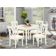 Pemberly Row 5-Piece Dining Set with Fabric Chairs in Linen White
