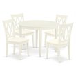 Pemberly Row 5-Piece Dining Set with Fabric Chairs in Linen White