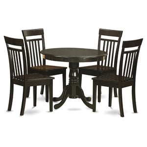 Pemberly Row Antique 5-Piece Round Dining Set in Cappuccino Finish
