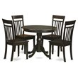Pemberly Row Antique 5-Piece Round Dining Set in Cappuccino Finish