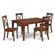 Pemberly Row 5-Piece Wood Dining Set with X-Back Chairs in Mahogany