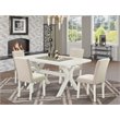 Pemberly Row 5-Piece Wood Dining Table Set in Linen White Multi-color