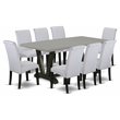 Pemberly Row 9-Piece Dining Table Set with Upholstered Chairs in Gray
