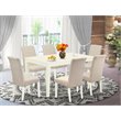 Pemberly Row 7-Piece Wood Dining Set in Linen White and Cream