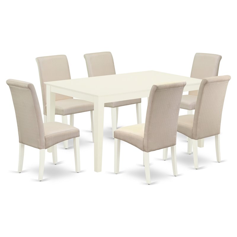 Pemberly Row 7-Piece Wood Dining Set in Linen White and Cream