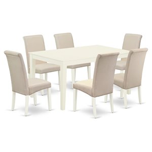Pemberly Row 7-Piece Wood Dining Set in Linen White and Cream