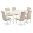 Pemberly Row 7-Piece Wood Dining Set in Linen White and Cream
