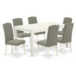 Pemberly Row 7-Piece Wood Dining Set in Linen White and Dark Shitake