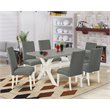 Pemberly Row X-Style 7-Piece Dining Set with Parson Chairs in White/Gray