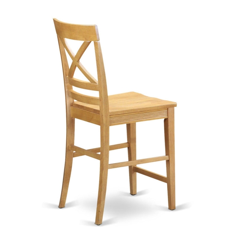 Pemberly Row Slatted Back Oak Wood Counter Stools (Set of 2)