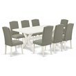 Pemberly Row 9-Piece Wood Dining Set in Dark Shitake Gray Finish