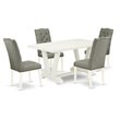 Pemberly Row 5-Piece Dining Room Set in Linen White and Smoke
