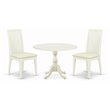 Pemberly Row 3-Piece Wood Dining Set with Drop Leaf in Linen White