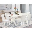 Pemberly Row X-Style 7-Piece Wood Dining Set with Leather Seats in White