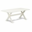 Pemberly Row X-Style 7-Piece Wood Dining Set with Leather Seats in White