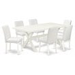 Pemberly Row X-Style 7-Piece Wood Dining Set with Leather Seats in White