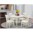 Pemberly Row 5-Piece Wood Round Dining Table Set in Linen White Finish