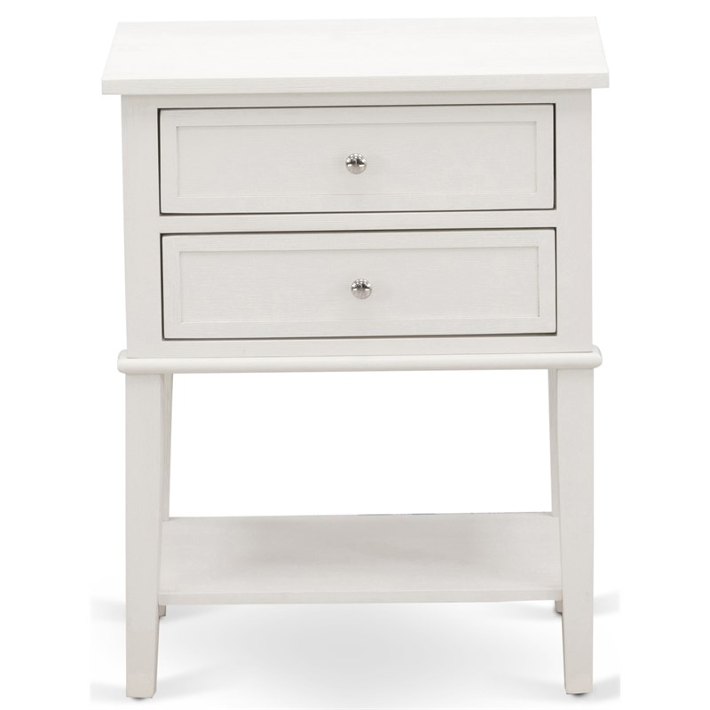 Pemberly Row 16 in Wood Nightstand with 2 Drawers in Buttercream