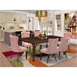 Pemberly Row 7-Piece Wood Dining Set in Mahogany and Beige Red