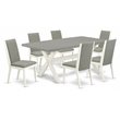 Pemberly Row X-Style 7-Piece Dining Set in Linen White and Multi-Color