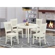 Pemberly Row 5-Piece Wood Dining Set with Slatted Chairs in Linen White