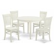 Pemberly Row 5-Piece Wood Dining Set with Slatted Chairs in Linen White