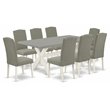 Pemberly Row 9-Piece Dining Set in White & Dark Shitake Wood Finish