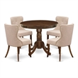 Pemberly Row 5-Piece Dining Table Set with Antique Walnut Finish