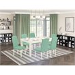 Pemberly Row 7-Piece Wood Dining Set in Linen White with Pond Chairs