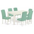 Pemberly Row 7-Piece Wood Dining Set in Linen White with Pond Chairs