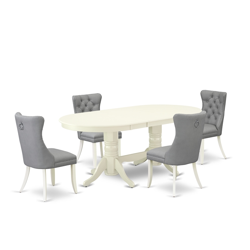 Pemberly Row 5-Piece Kitchen Set with Chairs in Linen White/Light Gray