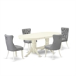 Pemberly Row 5-Piece Kitchen Set with Chairs in Linen White/Light Gray