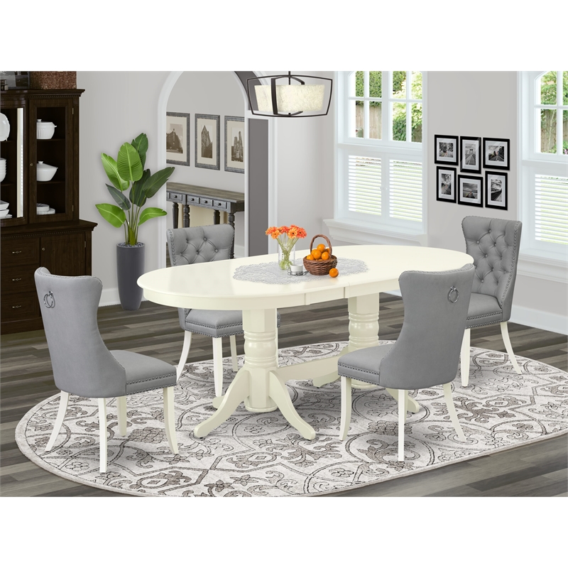 Pemberly Row 5-Piece Kitchen Set with Chairs in Linen White/Light Gray