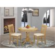 Pemberly Row 3-Piece Round Oak Dining Set with 2 Linen Chairs