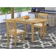 Pemberly Row 3-Piece Dining Set with Wood Table and Chairs in Oak Finish