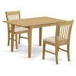 Pemberly Row 3-Piece Dining Set with Wood Table and Chairs in Oak Finish