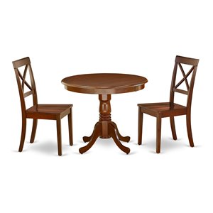 Pemberly Row 3-Piece Mahogany Dining Set with Asian Hardwood