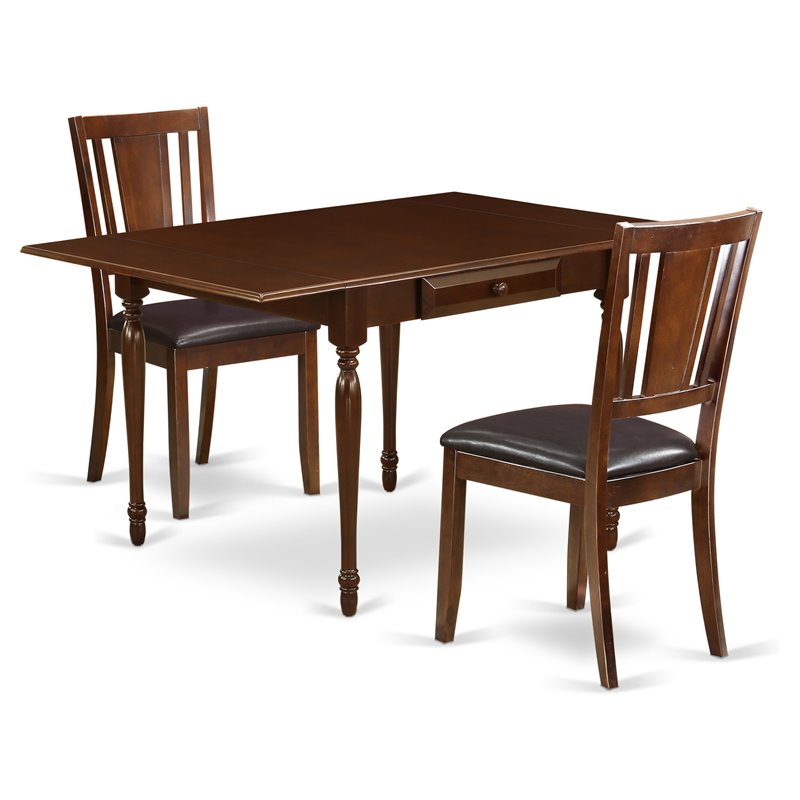Pemberly Row 3-Piece Dining Set in Mahogany with Panel Chairs