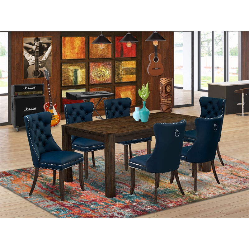 Pemberly Row 7-Piece Dining Set with Rectangle Table in Jacobean