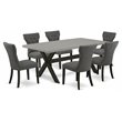 Pemberly Row 7-Piece X-Style Wood Dining Table Set in Dark Gotham Gray