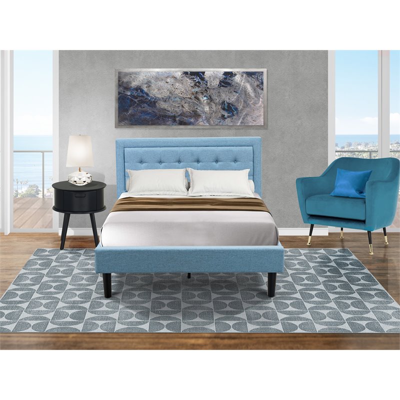 Pemberly Row 2-Piece Wood Platform Full Bedroom Set in Denim Blue