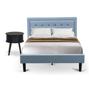 Pemberly Row 2-Piece Wood Platform Full Bedroom Set in Denim Blue