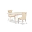 Pemberly Row 3-Piece Dining Table Set in Linen White with Light Beige