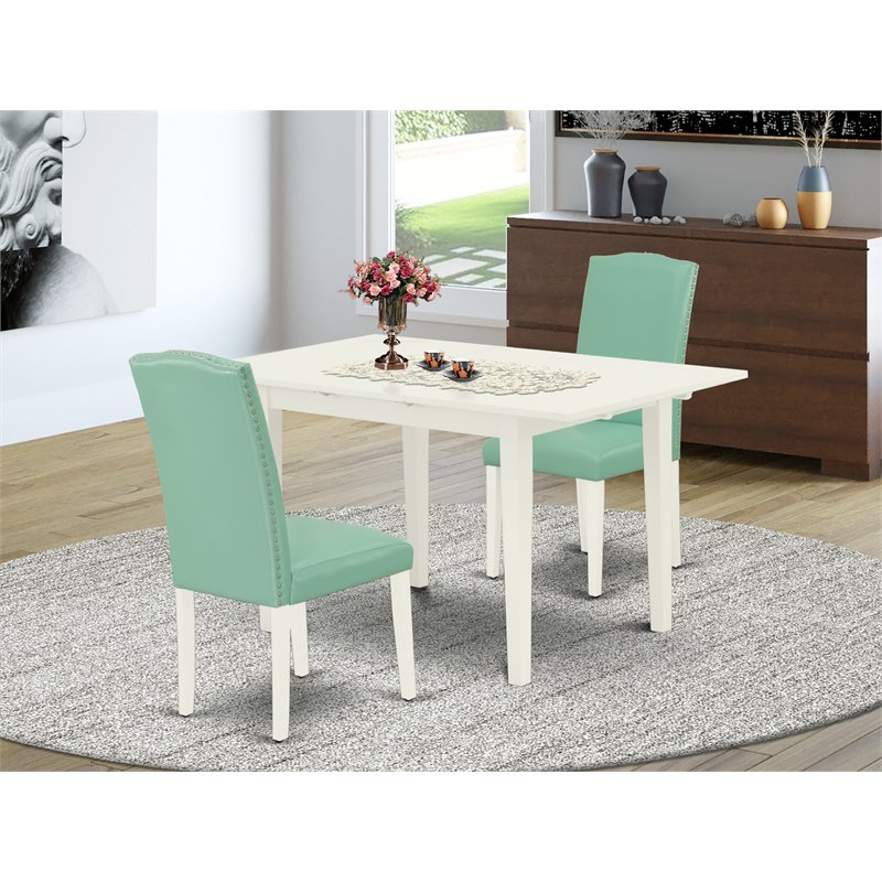 Pemberly Row 3-Piece Wood Dining Set with Parson Chairs in Linen White