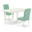 Pemberly Row 3-Piece Wood Dining Set with Parson Chairs in Linen White