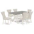 Pemberly Row 7-Piece Wood Dining Set with Fabric Seats in White/Doeskin
