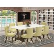 Pemberly Row 9-Piece Wood Dining Set in Linen White/Jacobean Finish