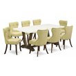 Pemberly Row 9-Piece Wood Dining Set in Linen White/Jacobean Finish