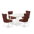 Pemberly Row 5-Piece Dining Table Set with Dropleaf in Linen White/Burgundy